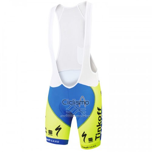 Tinkoff Saxo Bank Ropa Ciclismo Culotte Corto 2016 Mangas Cortas AMarillo y Azul